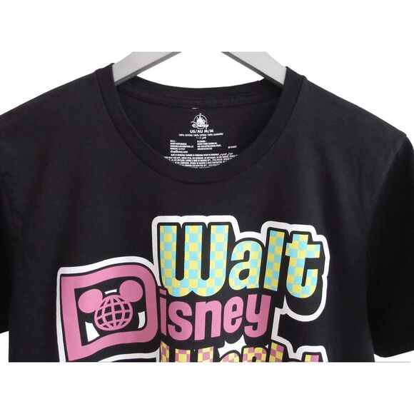 New Walt Disney World 50th Anniversary Checkered Logo Black 90s T-Shirt M - Picture 3 of 4